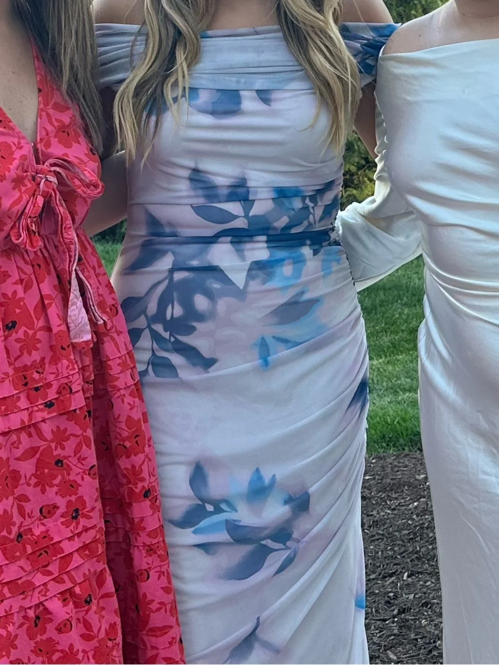 Abercrombie & Fitch Taupe Maxi Dress with Navy Floral Accents